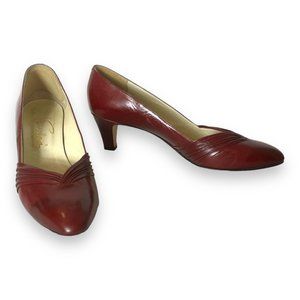 VTG Oxblood Red Leather Pumps Heels Shoes 9AA N Amore Evins Italy